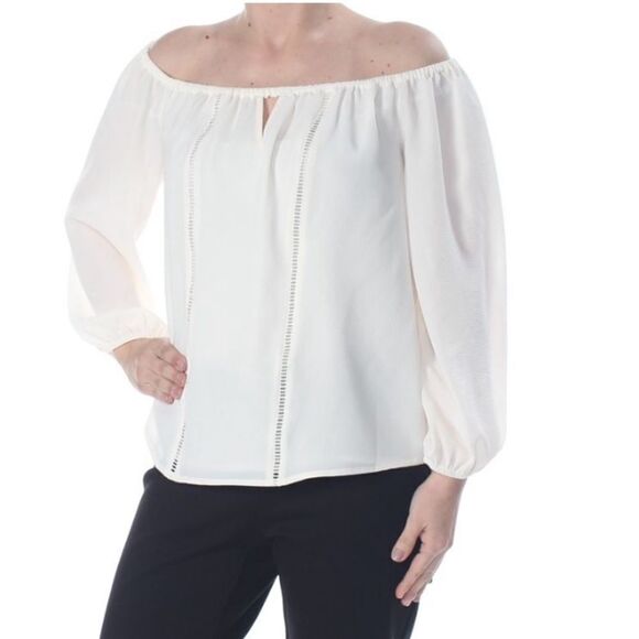 CeCe Ladder Stitch Off-The-Shoulder Blouse side large - new with tags! - Picture 4 of 7